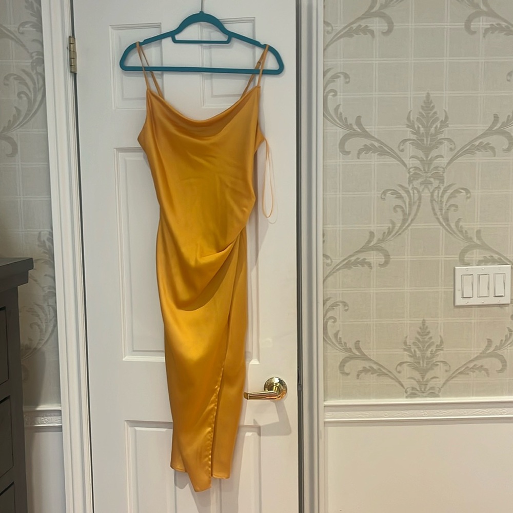 Satin Mini cowl neck dress